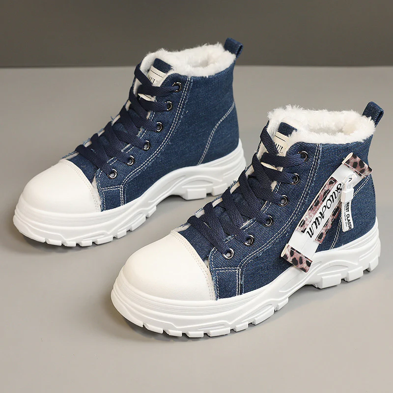 Damen High-Top Sneakers aus robustem Denim mit kuscheligem Fleece-Futter Heidi Mode - Image 2