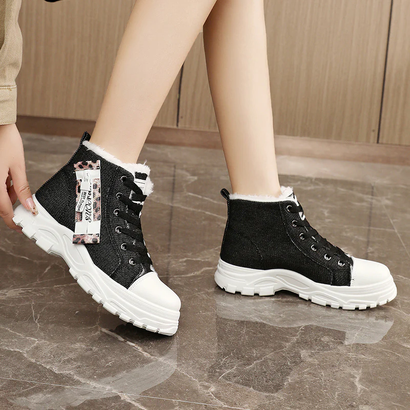 Damen High-Top Sneakers aus robustem Denim mit kuscheligem Fleece-Futter Heidi Mode - Image 3
