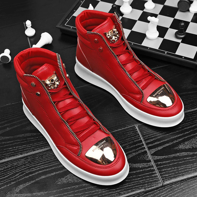 Damen High-Top Sneakers mit goldenen Details und Reißverschluss von Heidi Mode - Image 3