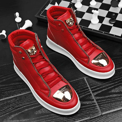 Damen High-Top Sneakers mit goldenen Details und Reißverschluss von Heidi Mode - Image 6