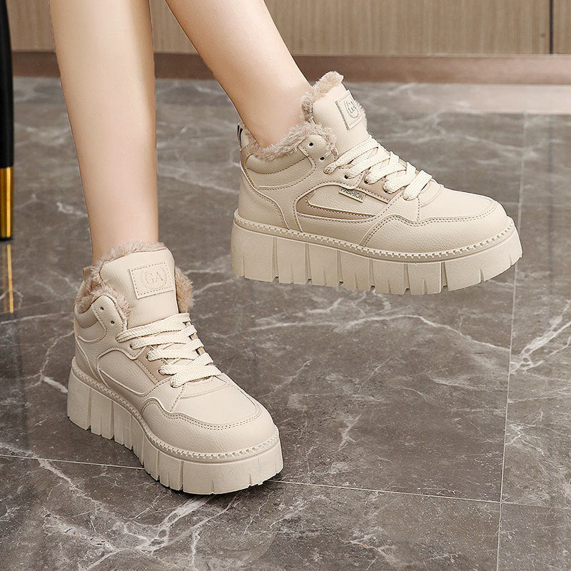 Damen High-Top Sneakers mit kuscheligem Fleece-Innenfutter und trendiger Plateausohle Heidi Mode - Image 3