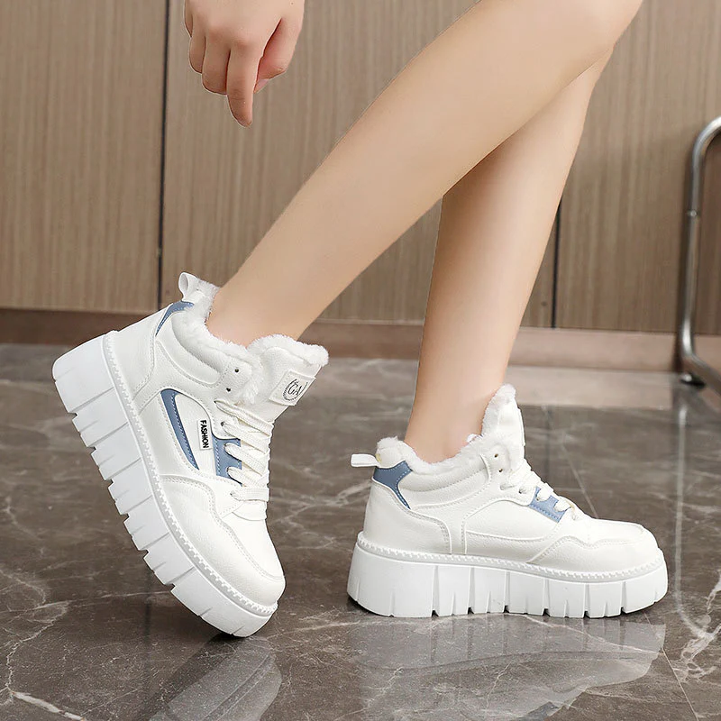 Damen High-Top Sneakers mit kuscheligem Fleece-Innenfutter und trendiger Plateausohle Heidi Mode - Image 4