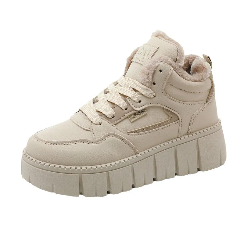 Damen High-Top Sneakers mit kuscheligem Fleece-Innenfutter und trendiger Plateausohle Heidi Mode - Image 5
