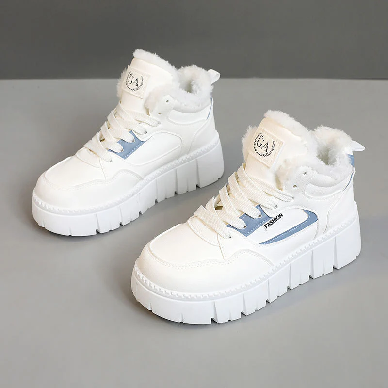 Damen High-Top Sneakers mit kuscheligem Fleece-Innenfutter und trendiger Plateausohle Heidi Mode - Image 6