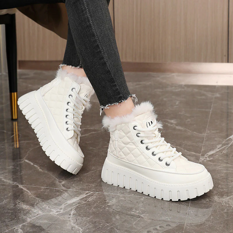 Damen High-Top Sneakers mit luxuriösem Kunstfellkragen und rutschfester Sohle Heidi Mode - Image 4