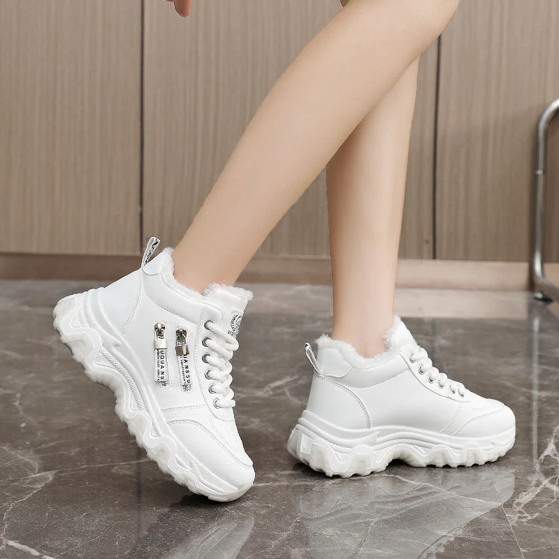 Damen High-Top Sneakers mit warmem Fleece-Futter und stylischem Reißverschluss Heidi Mode - Image 4