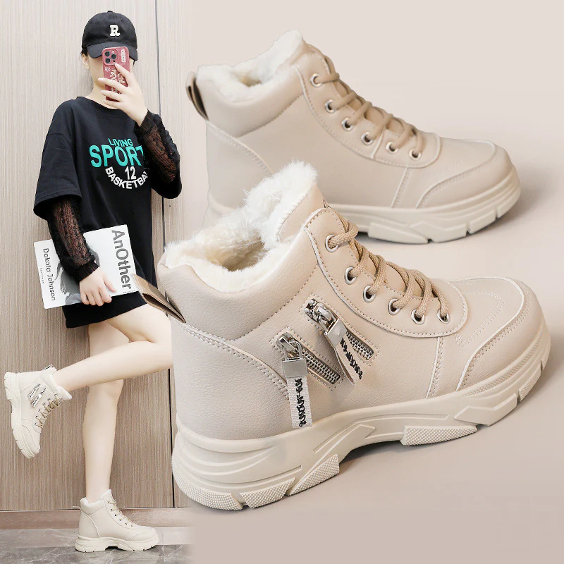 Damen High-Top Sneakers mit warmem Innenfutter und modischem Reißverschluss Heidi Mode - Image 3