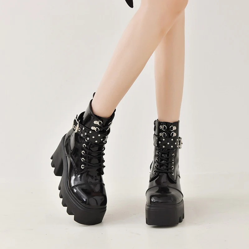 Damen High-Top Stiefeletten mit modischem Schnallen-Detail und robustem Plateau Heidi Mode - Image 6