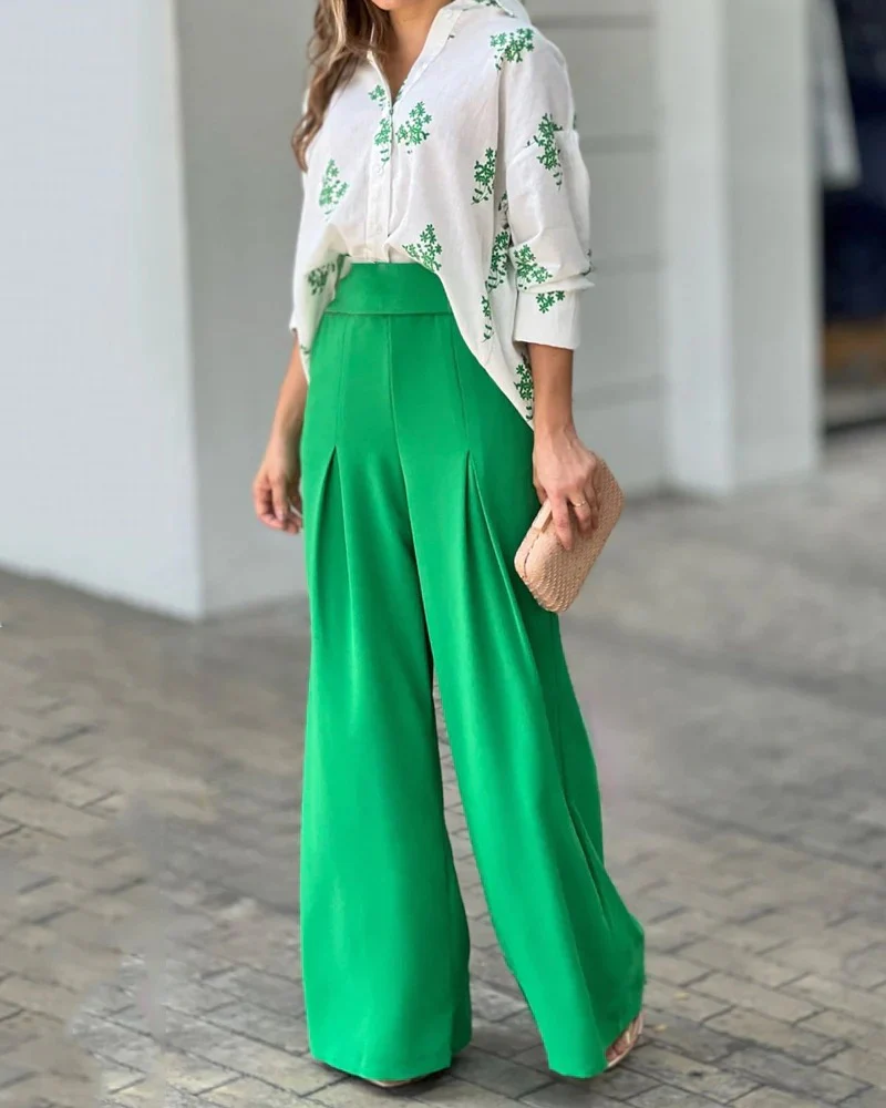 Damen High-Waist Palazzo-Hose aus fließendem Stoff Heidi-Mode - Image 5