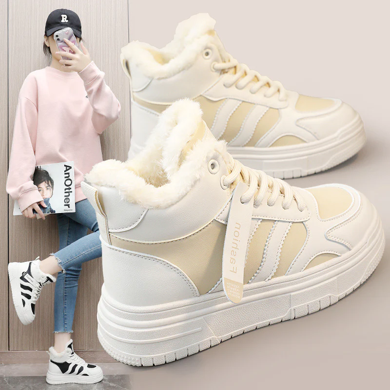 Damen Hochflorige Sneaker aus robustem Kunstleder mit weichem Innenfutter Heidi Mode