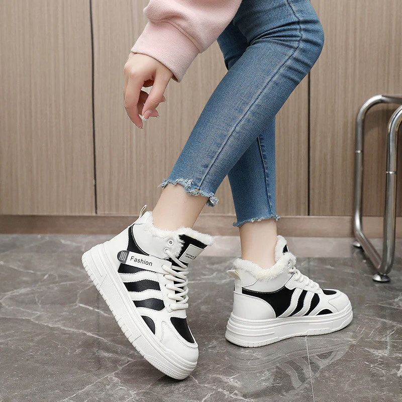 Damen Hochflorige Sneaker aus robustem Kunstleder mit weichem Innenfutter Heidi Mode - Image 3