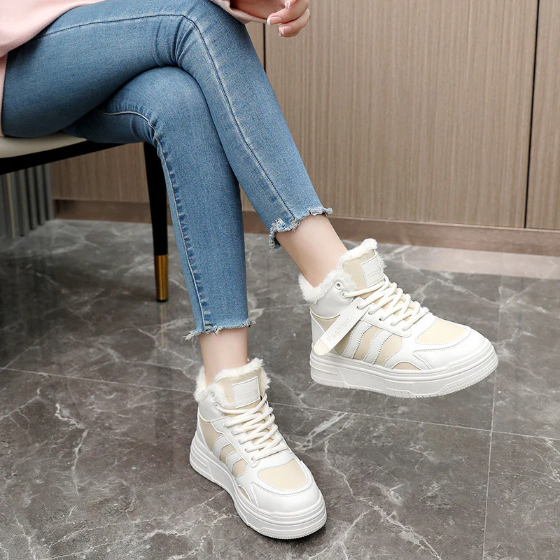 Damen Hochflorige Sneaker aus robustem Kunstleder mit weichem Innenfutter Heidi Mode - Image 4