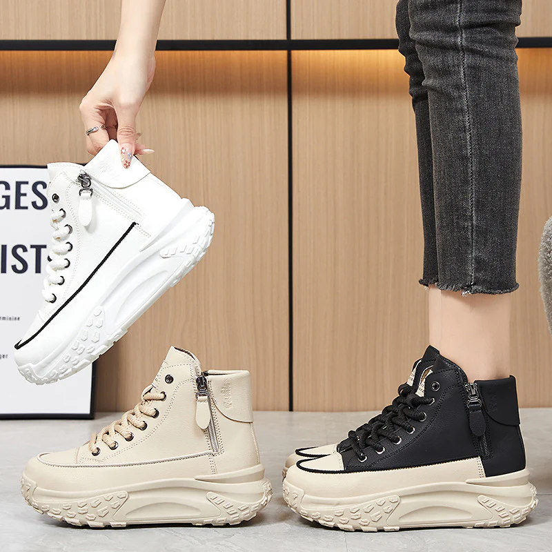Damen Hochformatige Sneaker mit praktischer Reißverschlussseite Heidi Mode - Image 4