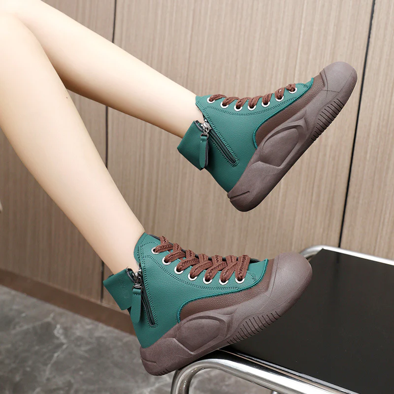 Damen Hochformatige Sneakers mit seitlichem Reißverschluss und robustem Gummiprofil Heidi Mode - Image 3