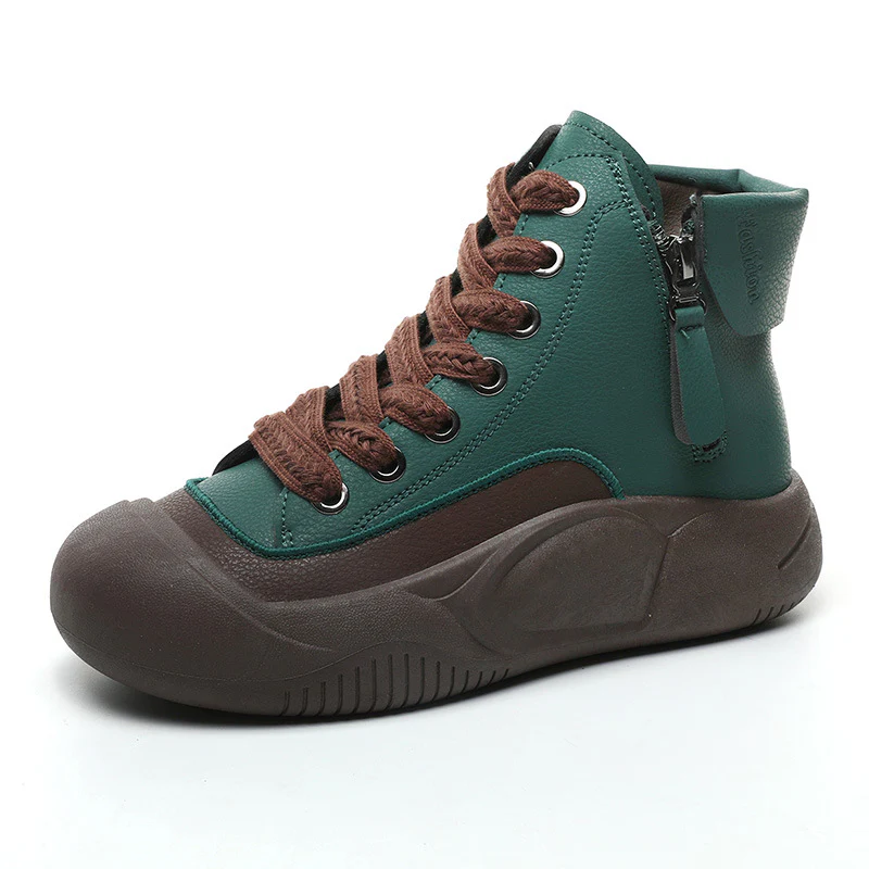 Damen Hochformatige Sneakers mit seitlichem Reißverschluss und robustem Gummiprofil Heidi Mode - Image 5