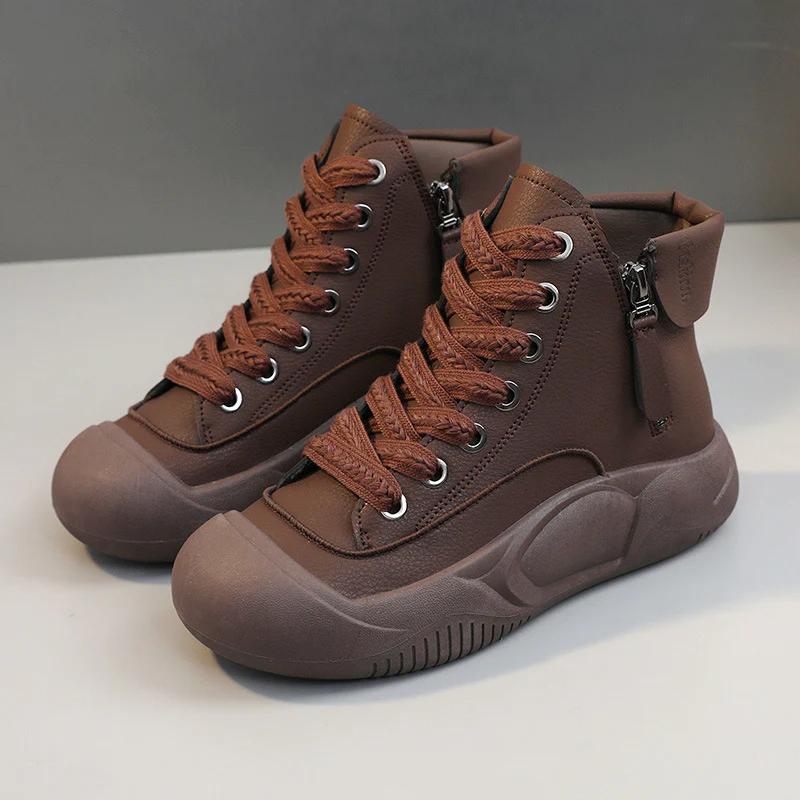 Damen Hochformatige Sneakers mit seitlichem Reißverschluss und robustem Gummiprofil Heidi Mode - Image 9