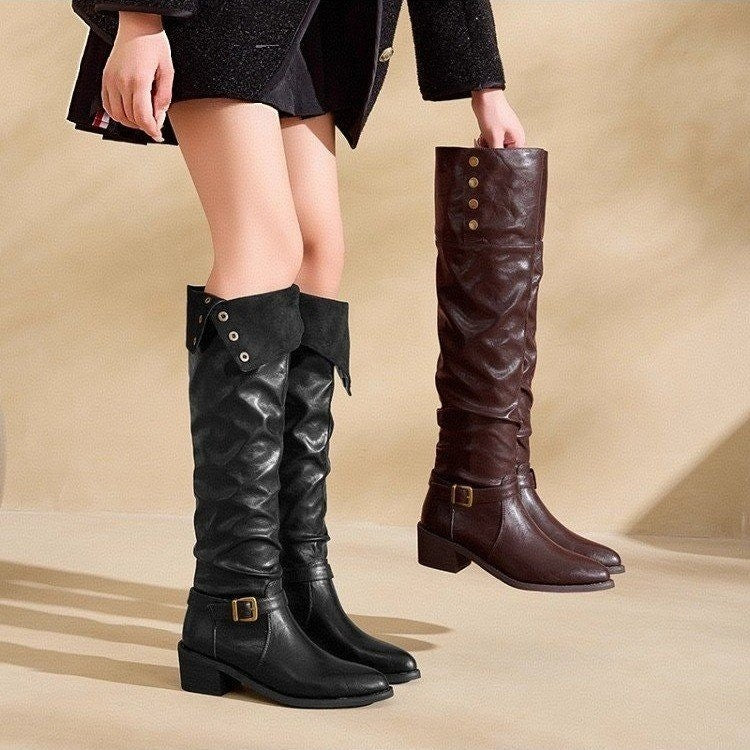 Damen Hochfront-Stiefel mit modischen Details und komfortablem Blockabsatz Heidi Mode