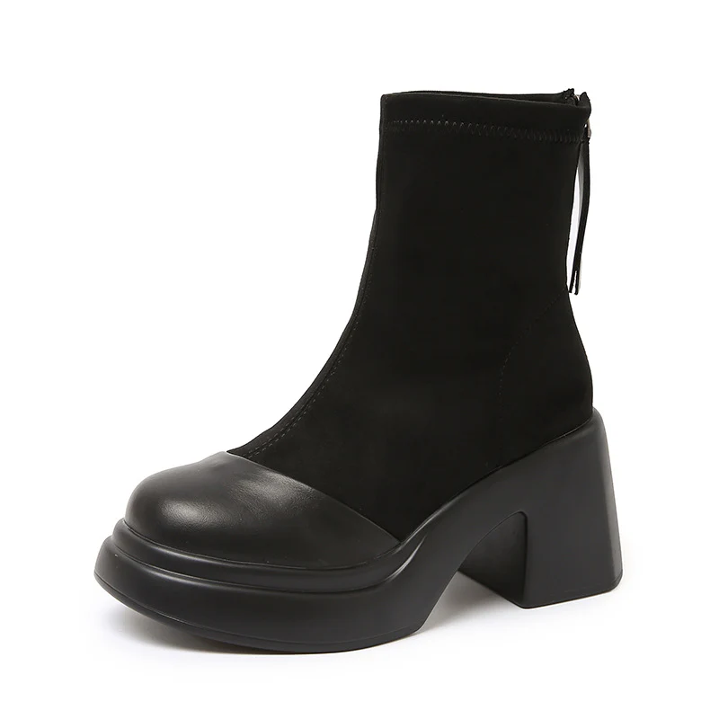 Damen Hochfront Stiefeletten mit modischem Blockabsatz und elastischem Material Heidi Mode - Image 5