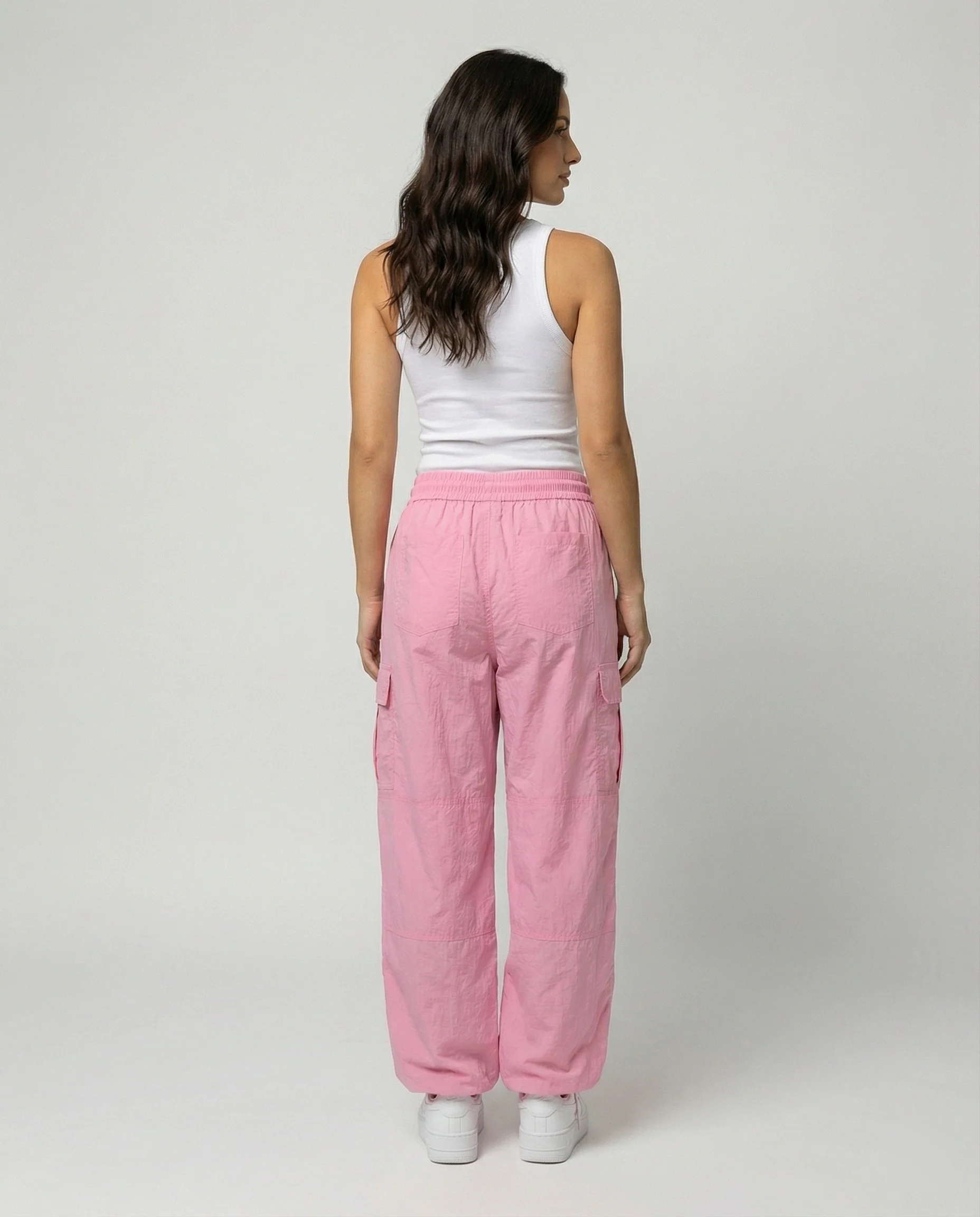 Damen hochgeschnittene Ballon-Cargohose mit Stufennähten, elastischem Tunnelzugbund und Beinweitenregulierung Heidi-Mode - Image 4