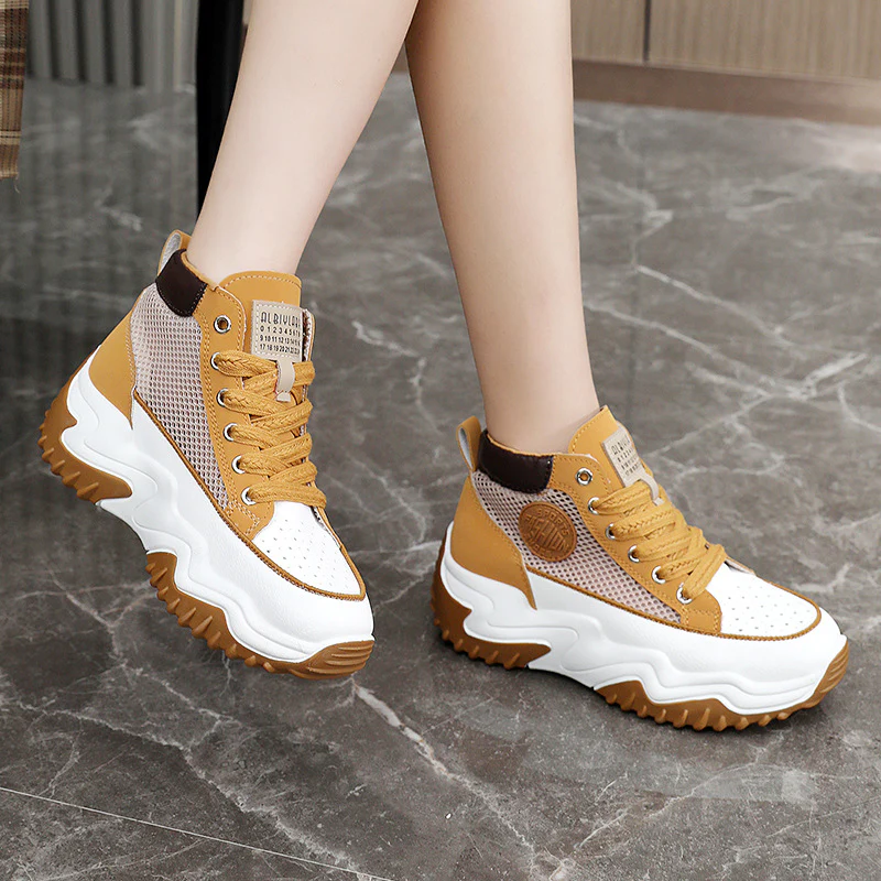 Damen hochgeschnittene Sneakers mit atmungsaktiver Netzstruktur und stoßdämpfendem Sohlenprofil Heidi Mode - Image 2