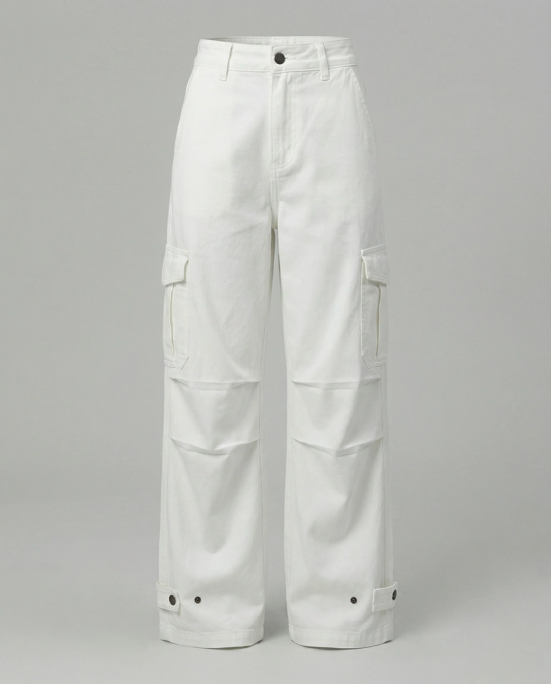 Damen hochgeschnittene weite Cargo-Hose mit Kellerfalten, großen Klappentaschen und verstellbarem Druckknopfsaum Heidi-Mode - Image 5