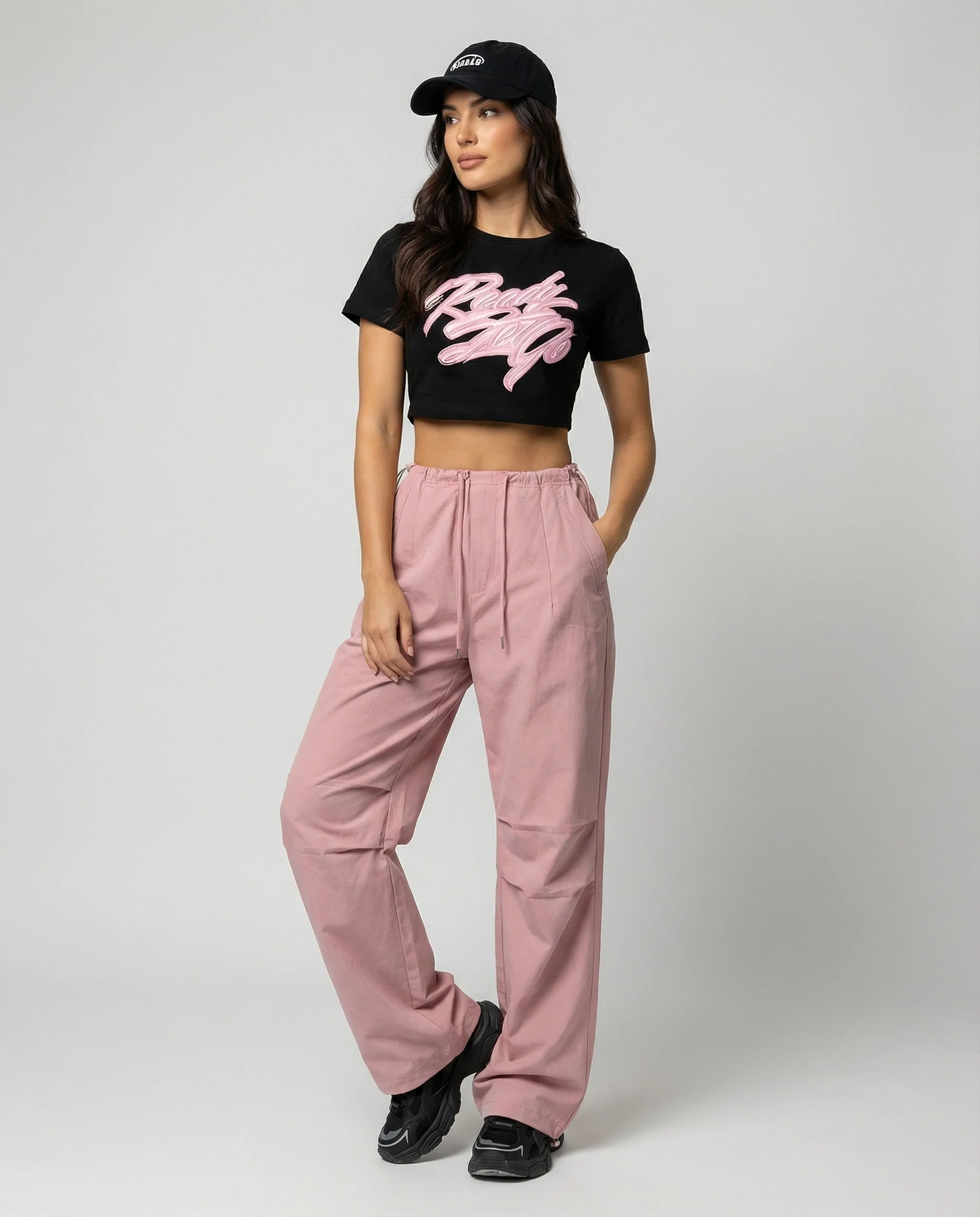Damen hochgeschnittene weite Freizeithose mit Tunnelzugbund Kordelzügen und verstellbarem Beinabschluss Heidi-Mode - Image 2
