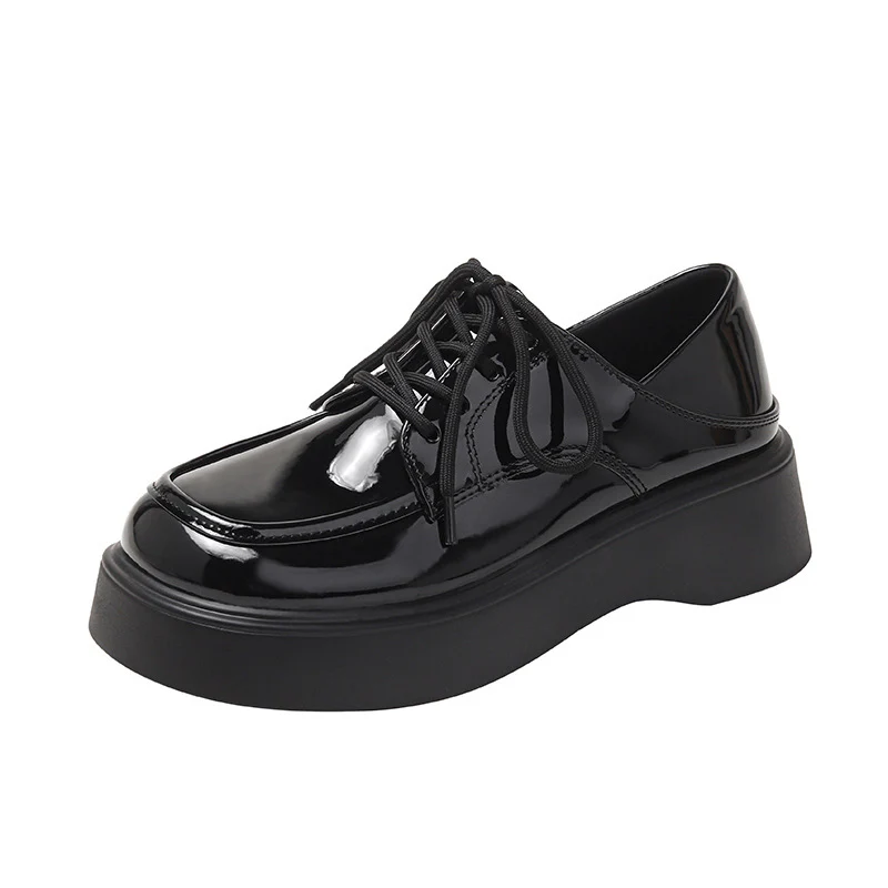 Damen Hochglänzende Komfortschuhe mit Schnürung Heidi Mode - Image 5