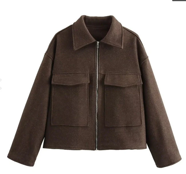 Damen Hochschneiderte Jacke mit Praktischen Pattentaschen und Weichem Wollmix Heidi-Mode - Image 5
