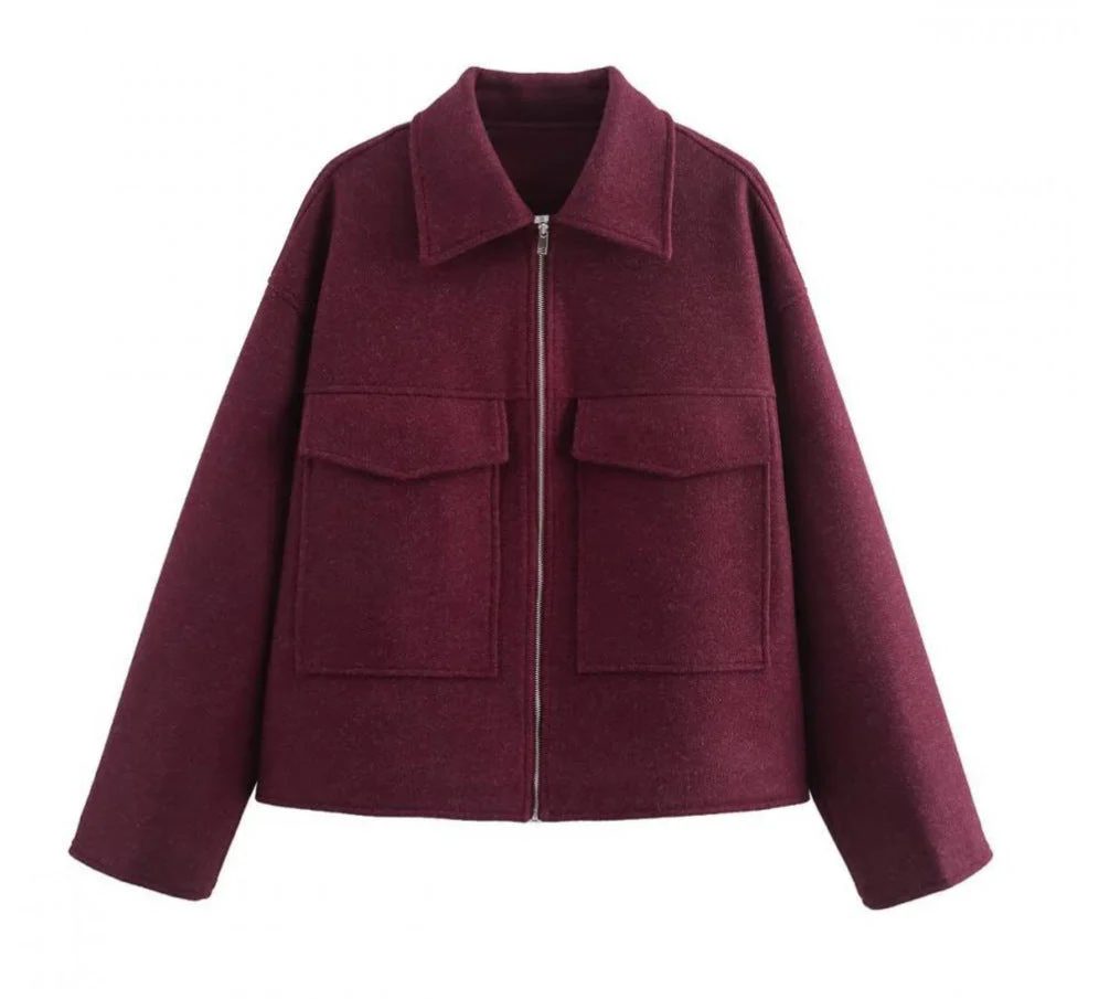 Damen Hochschneiderte Jacke mit Praktischen Pattentaschen und Weichem Wollmix Heidi-Mode - Image 6