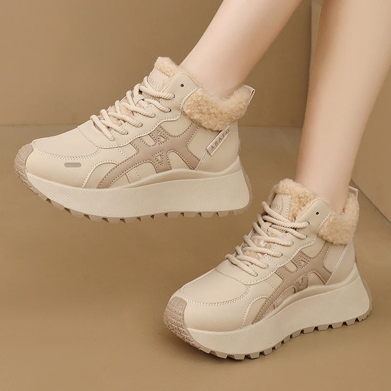 Damen Hochschnitt Sneakers mit warmem Fleece-Innenfutter und rutschfester Laufsohle Heidi Mode - Image 4