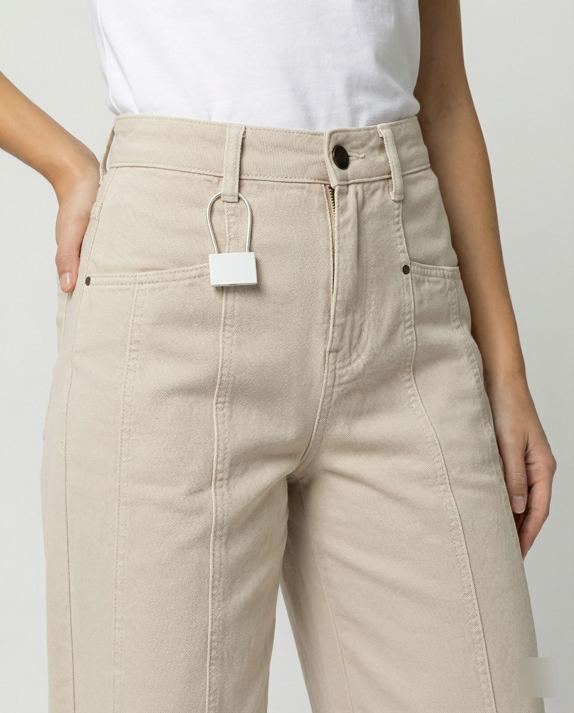 Damen hochtaillierte extraweite Palazzohose mit vertikalen Ziernähten und Bügelfalten Heidi-Mode - Image 3