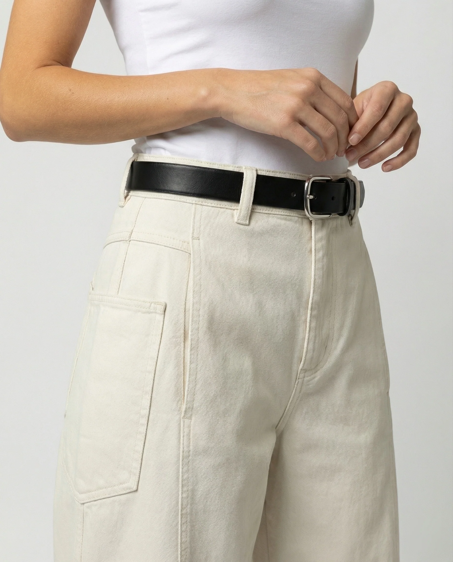 Damen hochtaillierte extraweite Twill-Hose mit großen aufgesetzten Taschen und Kellerfalten Heidi-Mode - Image 3
