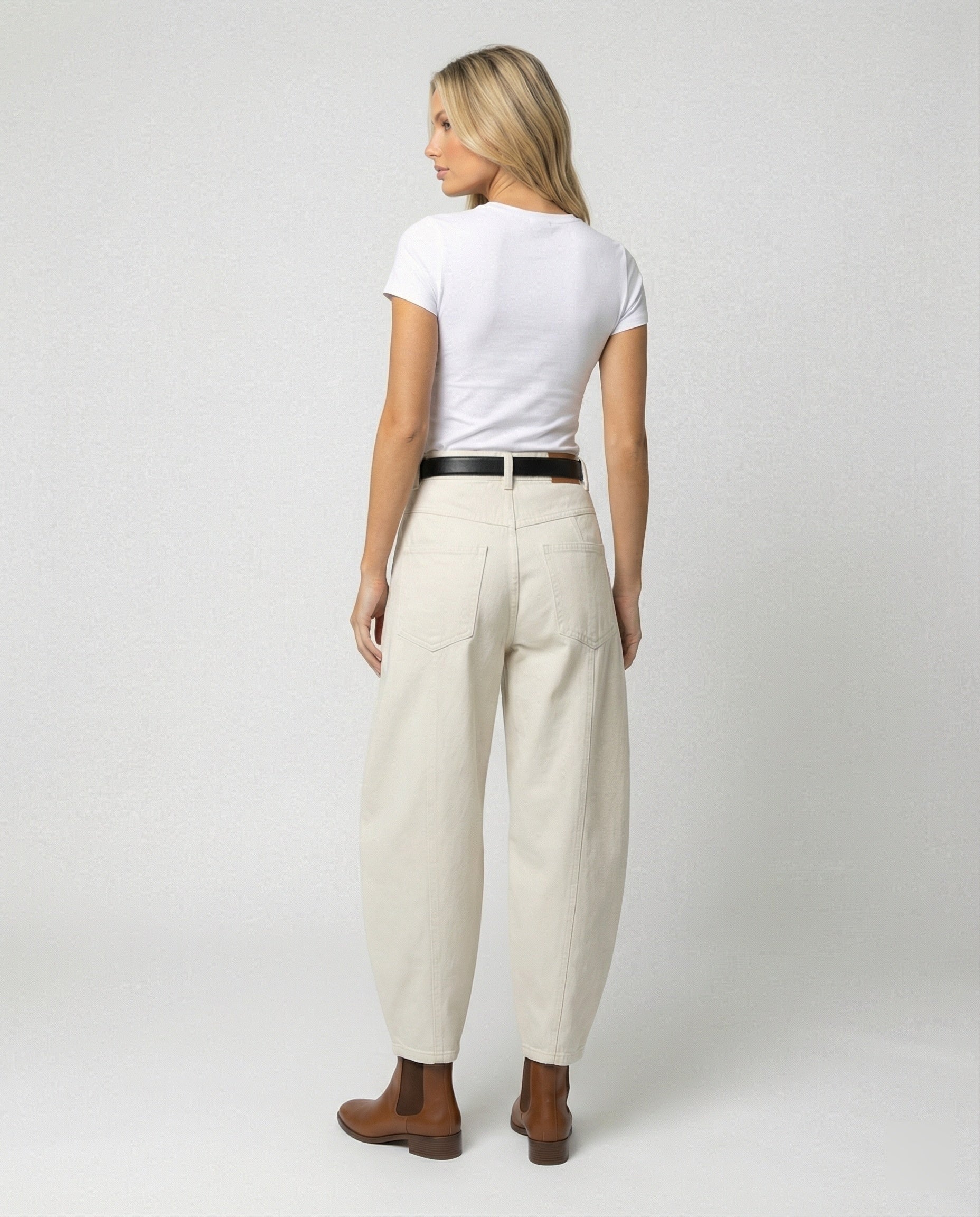 Damen hochtaillierte extraweite Twill-Hose mit großen aufgesetzten Taschen und Kellerfalten Heidi-Mode - Image 4