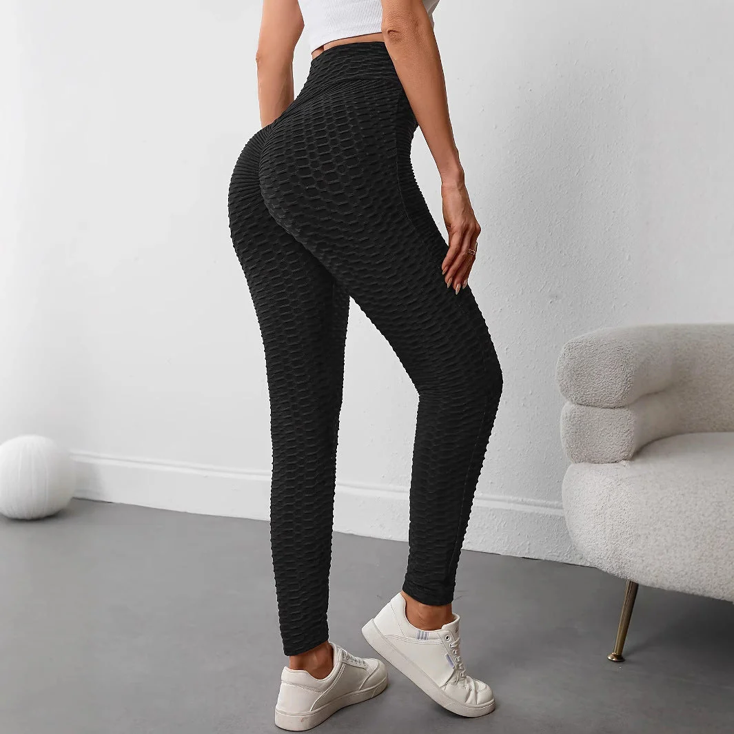 Damen Hochtaillierte Sportleggings mit Strukturierter Oberfläche Heidi-Mode - Image 2