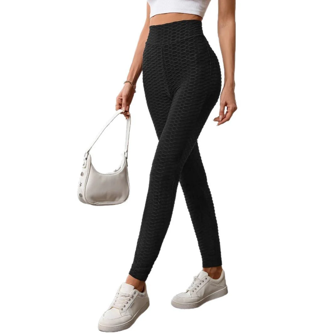 Damen Hochtaillierte Sportleggings mit Strukturierter Oberfläche Heidi-Mode - Image 5