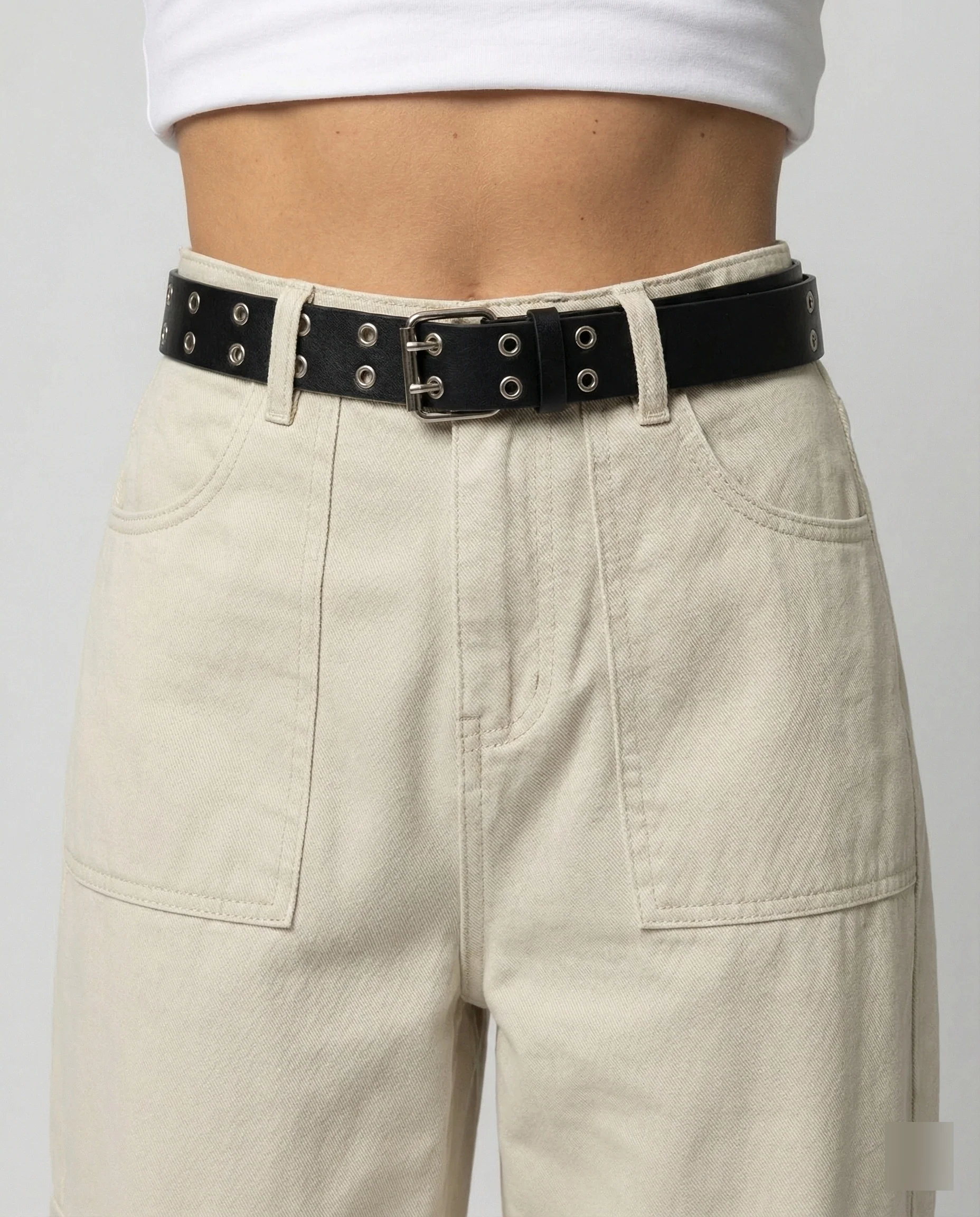 Damen hochtaillierte weit geschnittene Cargo-Hose mit extra weitem Bein, großen Klappentaschen und Gürtelschlaufen Heidi-Mode - Image 3
