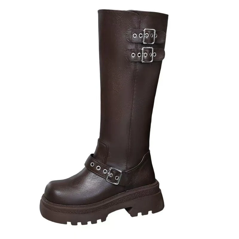 Damen Hochwertige Overknee-Stiefel mit trendigen Schnallen und robustem Sohlenprofil Heidi Mode - Image 5