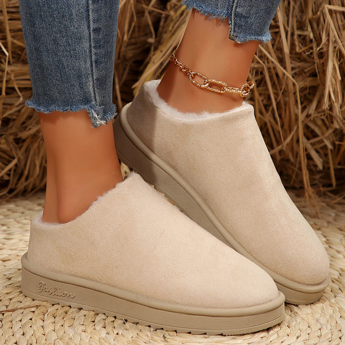 Damen hochwertige Slipper mit weichem Kunstfell und rutschfester Sohle Heidi Mode - Image 3