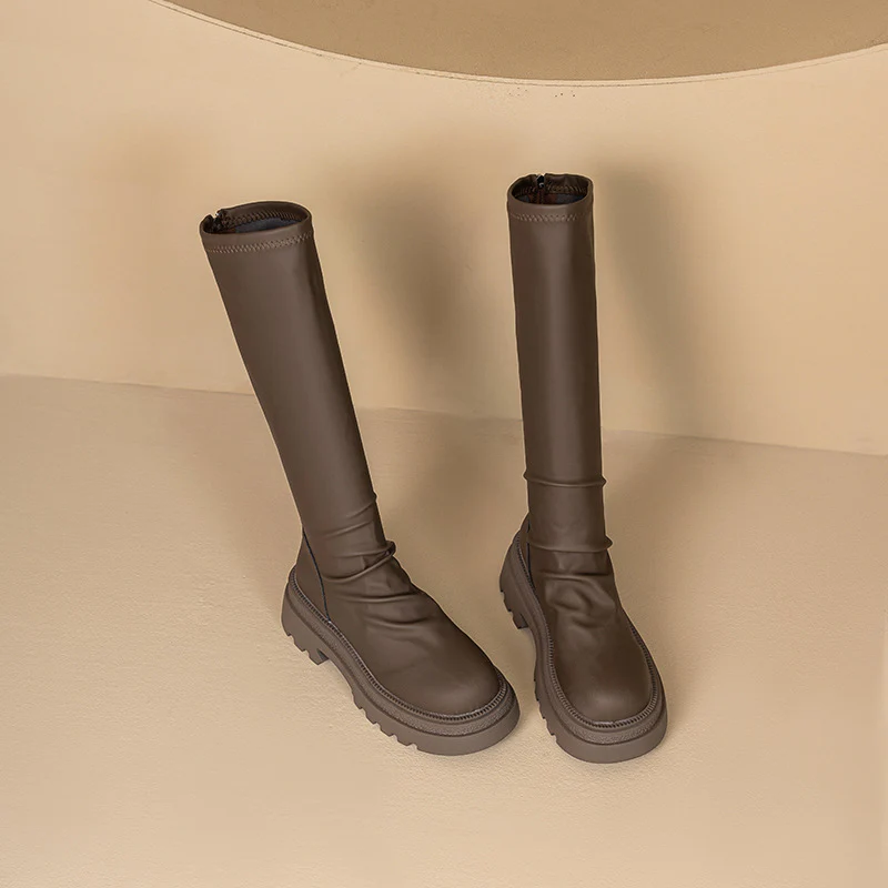 Damen hohe Gummistiefel mit rutschfester Profilsohle und elastischem Schaft Heidi Mode