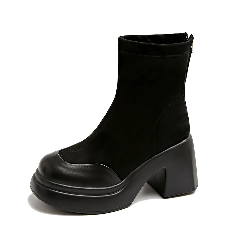 Damen Hohe Plateau-Stiefeletten aus velourslederlook Heidi Mode - Image 5