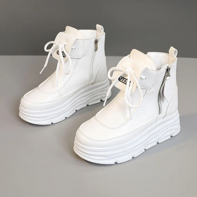 Damen Hohe Plateausneaker mit seitlichem Reißverschluss und komfortablem Innenfutter Heidi Mode - Image 2