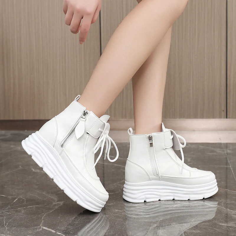Damen Hohe Plateausneaker mit seitlichem Reißverschluss und komfortablem Innenfutter Heidi Mode - Image 3