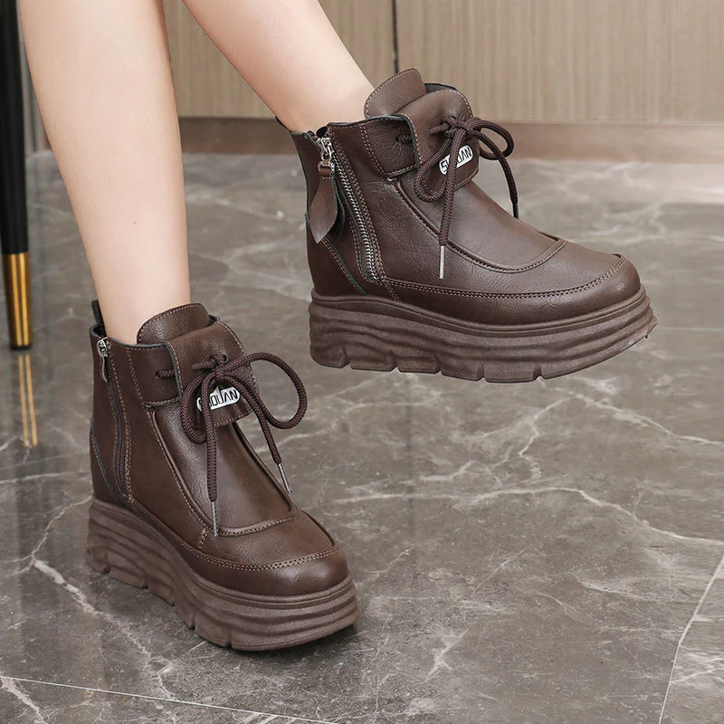 Damen Hohe Plateausneaker mit seitlichem Reißverschluss und komfortablem Innenfutter Heidi Mode - Image 4
