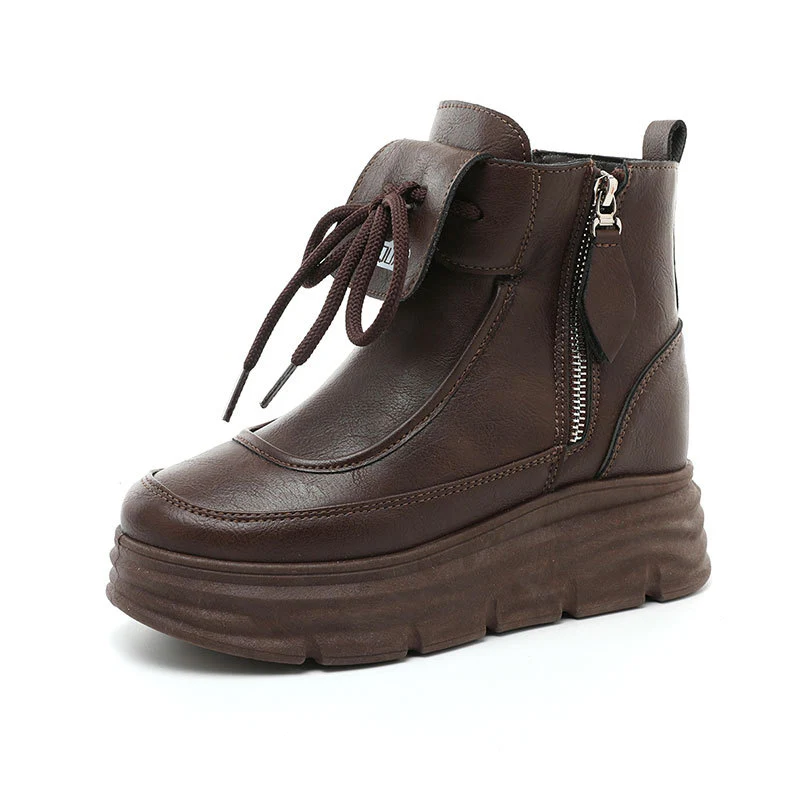 Damen Hohe Plateausneaker mit seitlichem Reißverschluss und komfortablem Innenfutter Heidi Mode - Image 5