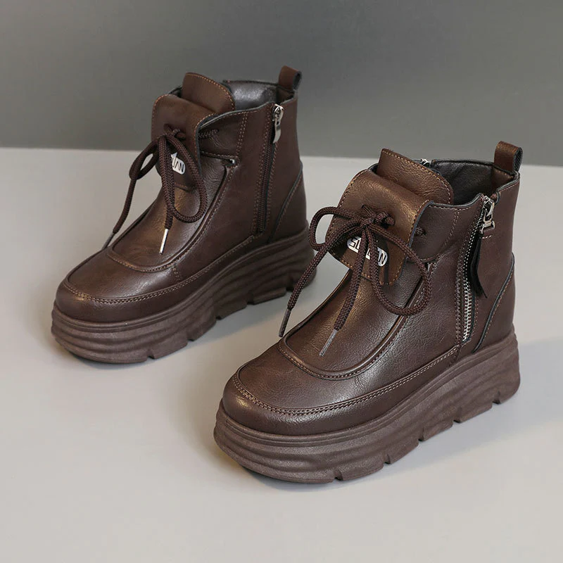 Damen Hohe Plateausneaker mit seitlichem Reißverschluss und komfortablem Innenfutter Heidi Mode - Image 7