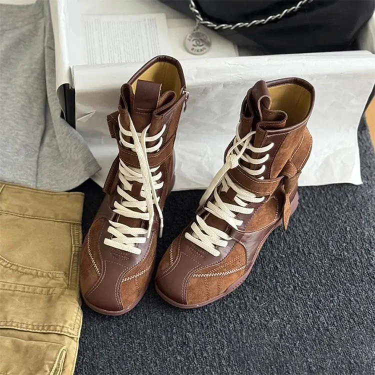 Damen Hohe Schnürstiefel mit modischer Schnallenverzierung und robustem Obermaterial Heidi Mode - Image 2