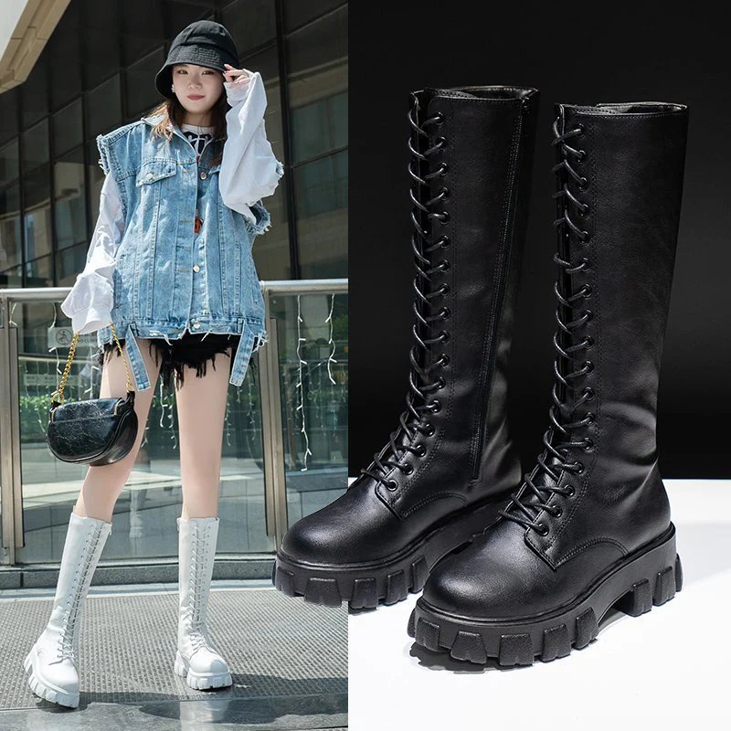Damen Hohe Schnürstiefel mit robustem Profil und modischem Design Heidi Mode