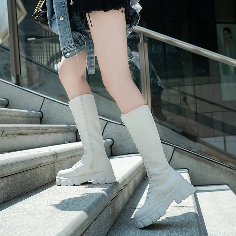 Damen Hohe Schnürstiefel mit robustem Profil und modischem Design Heidi Mode - Image 4