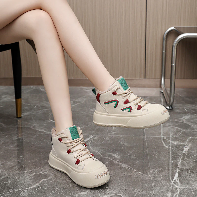 Damen hohe Sneaker mit flauschigem Innenfutter und modischem Design Heidi Mode - Image 3