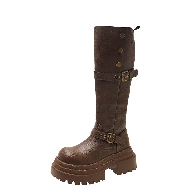 Damen hohe Stiefel mit modischem Schnallendesign und robustem Sohlenprofil Heidi Mode - Image 6